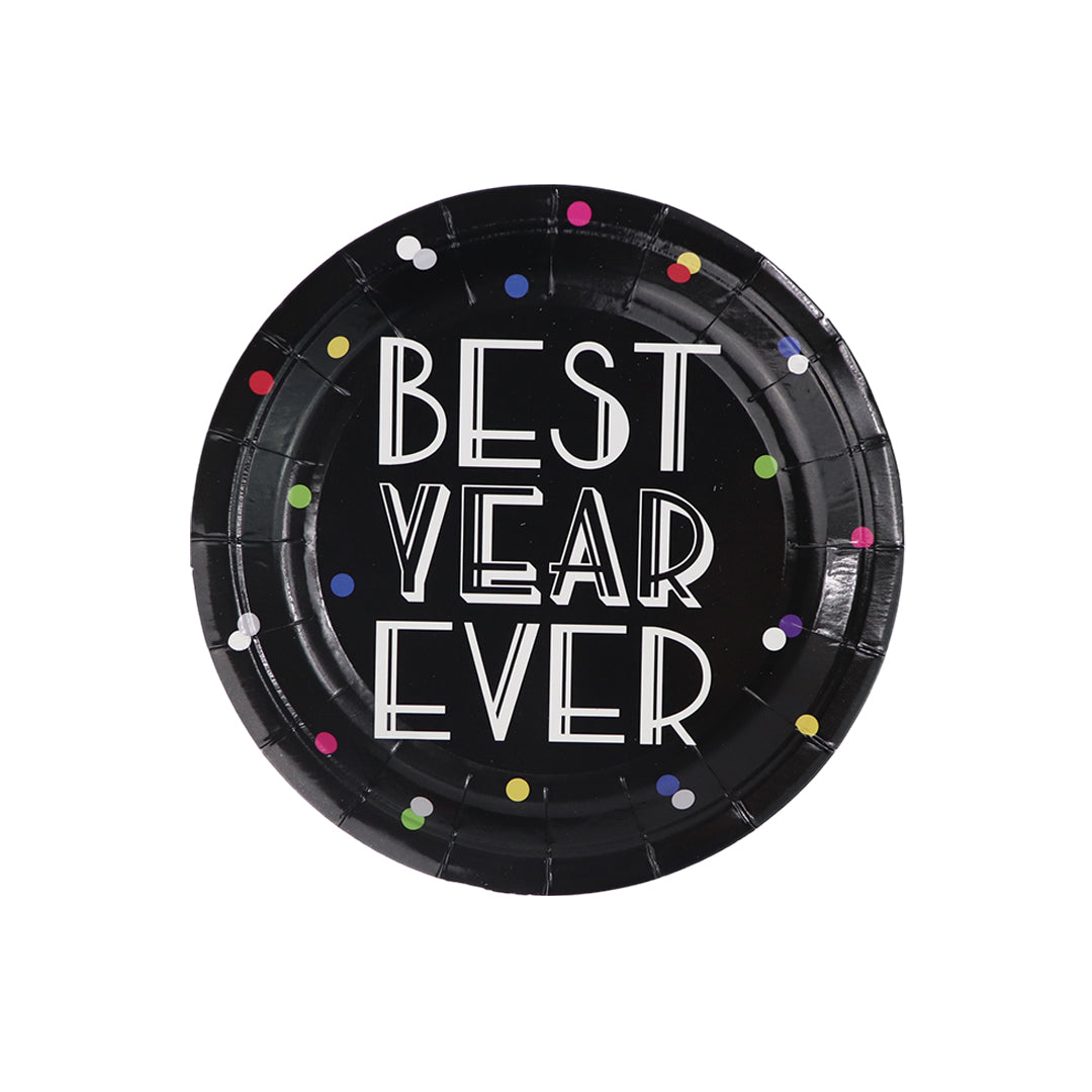 Set de Platos de Fiesta Happy New Year Confeti - 8 piezas