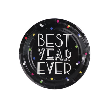 Set de Platos de Fiesta Happy New Year Confeti - 8 piezas