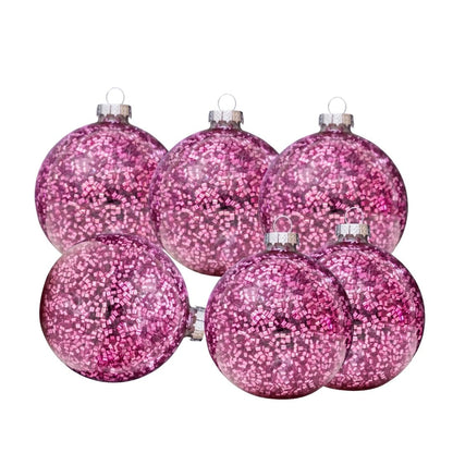 SET 6 ESFERAS NAVIDEÑAS - ROSA BRILLANTE