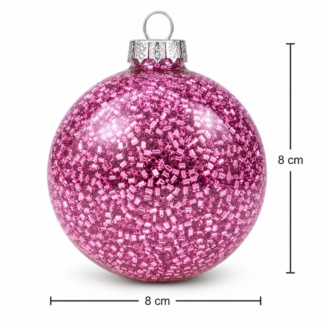 SET 6 ESFERAS NAVIDEÑAS - ROSA BRILLANTE