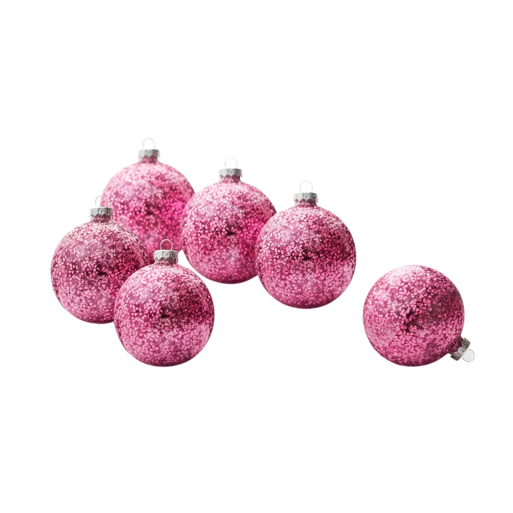 SET 6 ESFERAS NAVIDEÑAS - ROSA BRILLANTE