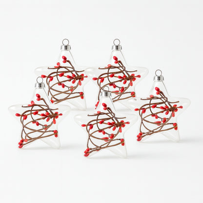 Set de 6 Esferas Navideñas - Estrellas Rojas