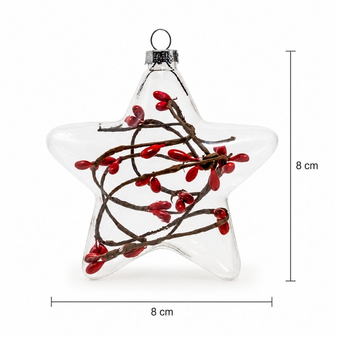 Set de 6 Esferas Navideñas - Estrellas Rojas
