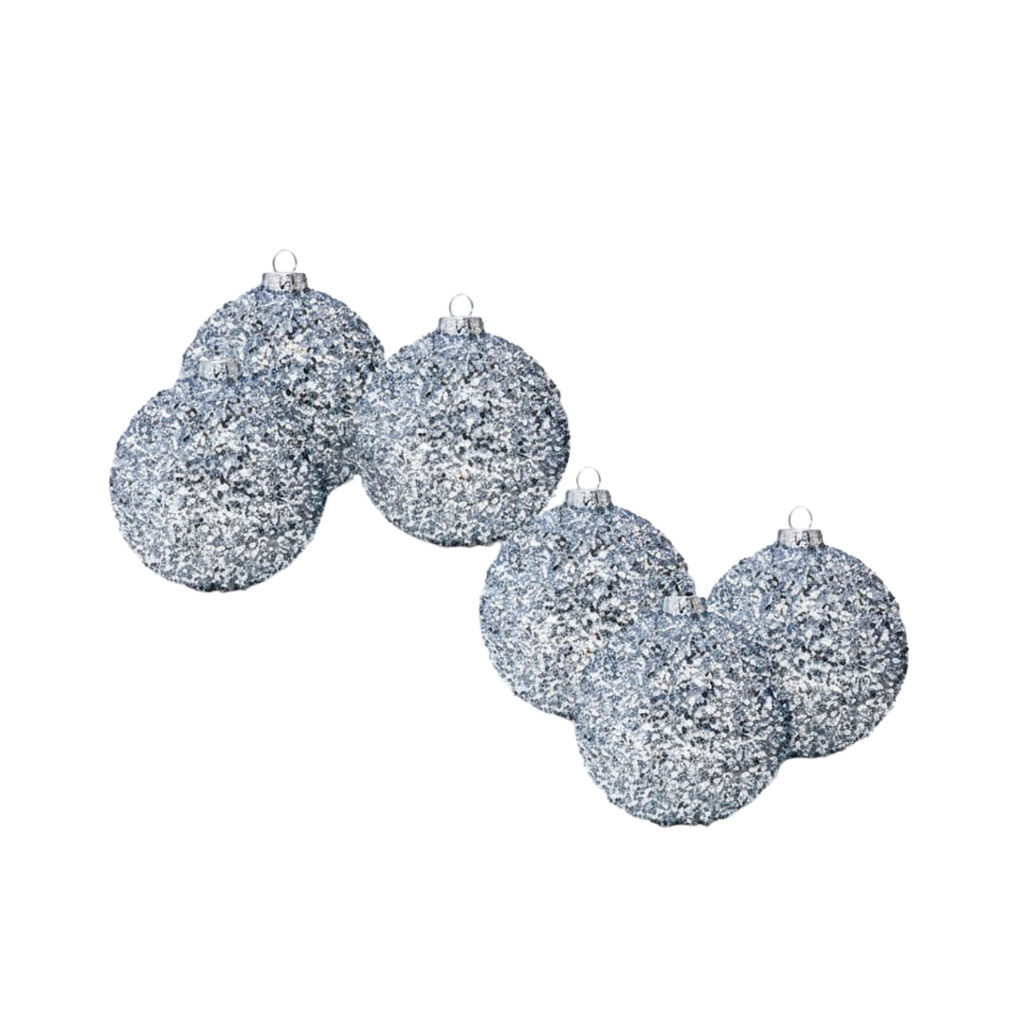 Set de 6 Esferas Navideñas Plateadas - Brillos