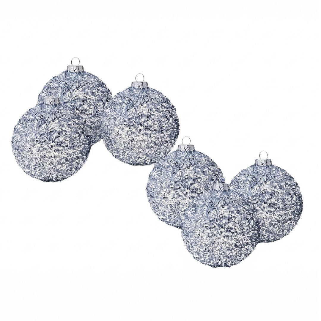 Set de 6 Esferas Navideñas Plateadas - Brillos