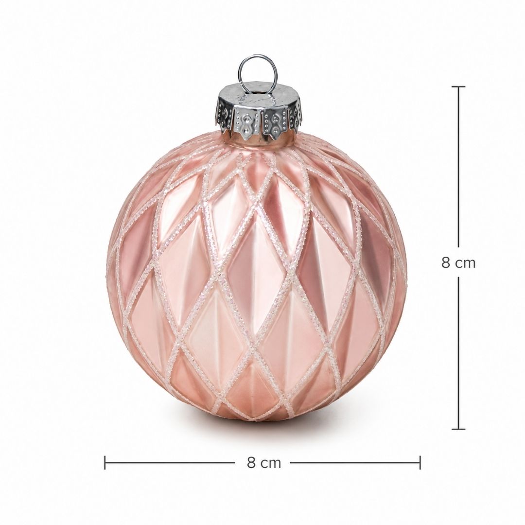 Set de 6 Esferas Navideñas Rosa - Diamante