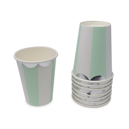 Kit de Fiesta Retro Azul/Menta: Platos, Vasos, Cubiertos, Popotes, Servilletas y Decoración