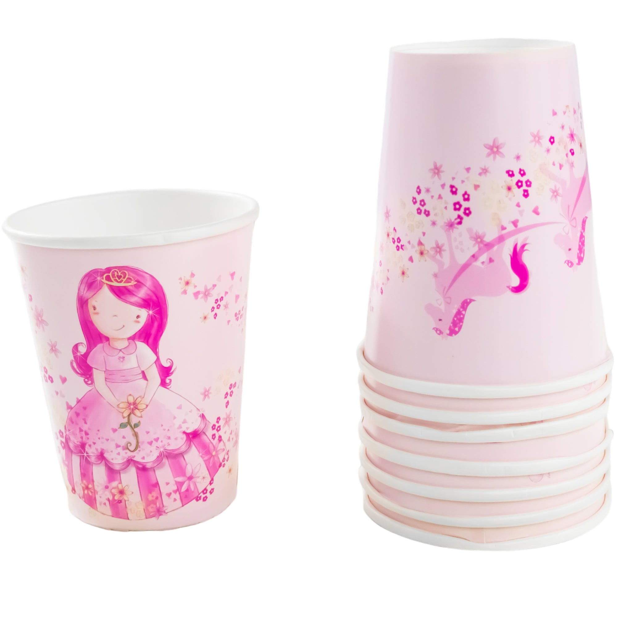Kit de Fiesta Princesa Rosa: Platos, Vasos, Popotes, Servilletas y Decoración