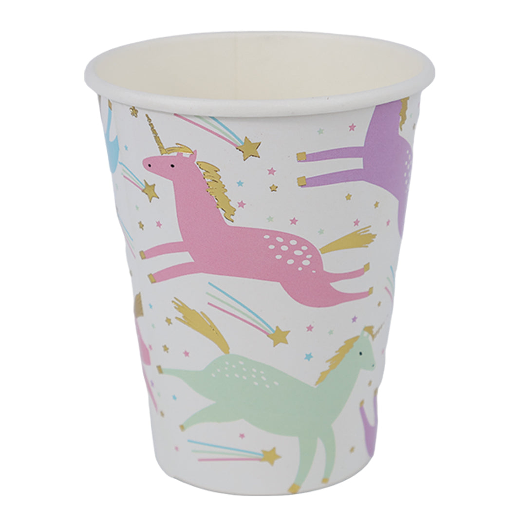 Kit de Fiesta Candy Unicornio: Platos, Vasos, Cubiertos, Popotes, Servilletas y Decoración