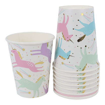 Kit de Fiesta Candy Unicornio: Platos, Vasos, Cubiertos, Popotes, Servilletas y Decoración