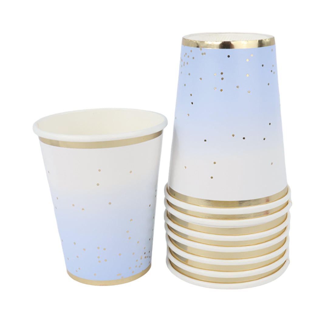 Kit de Fiesta The Royal Blue Celebration: Platos, Vasos, Cubiertos, Popotes, Servilletas y Decoración