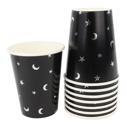 Kit de Fiesta Black is Black: Platos, Vasos, Cubiertos, Popotes, Servilletas y Decoración