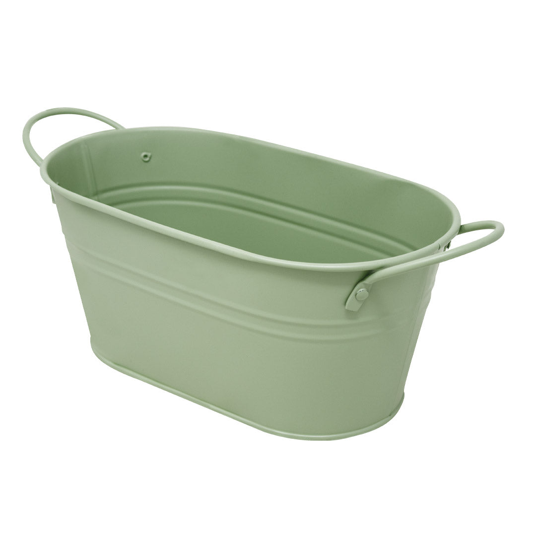 Maceta Ovalada de  Metal Verde Menta
