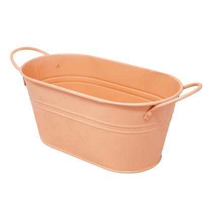 Maceta Ovalada de Metal Rosa Pastel