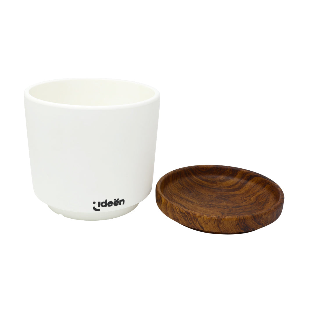 Set de 3 Macetas con Plato - Arcilla Blanca