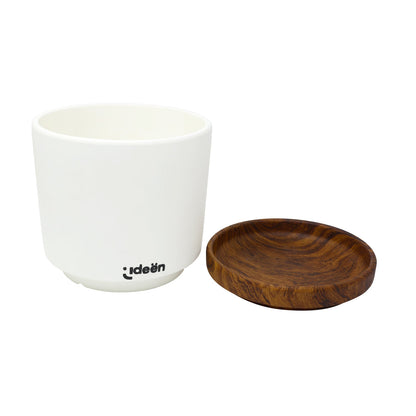 Set de 3 Macetas con Plato - Arcilla Blanca