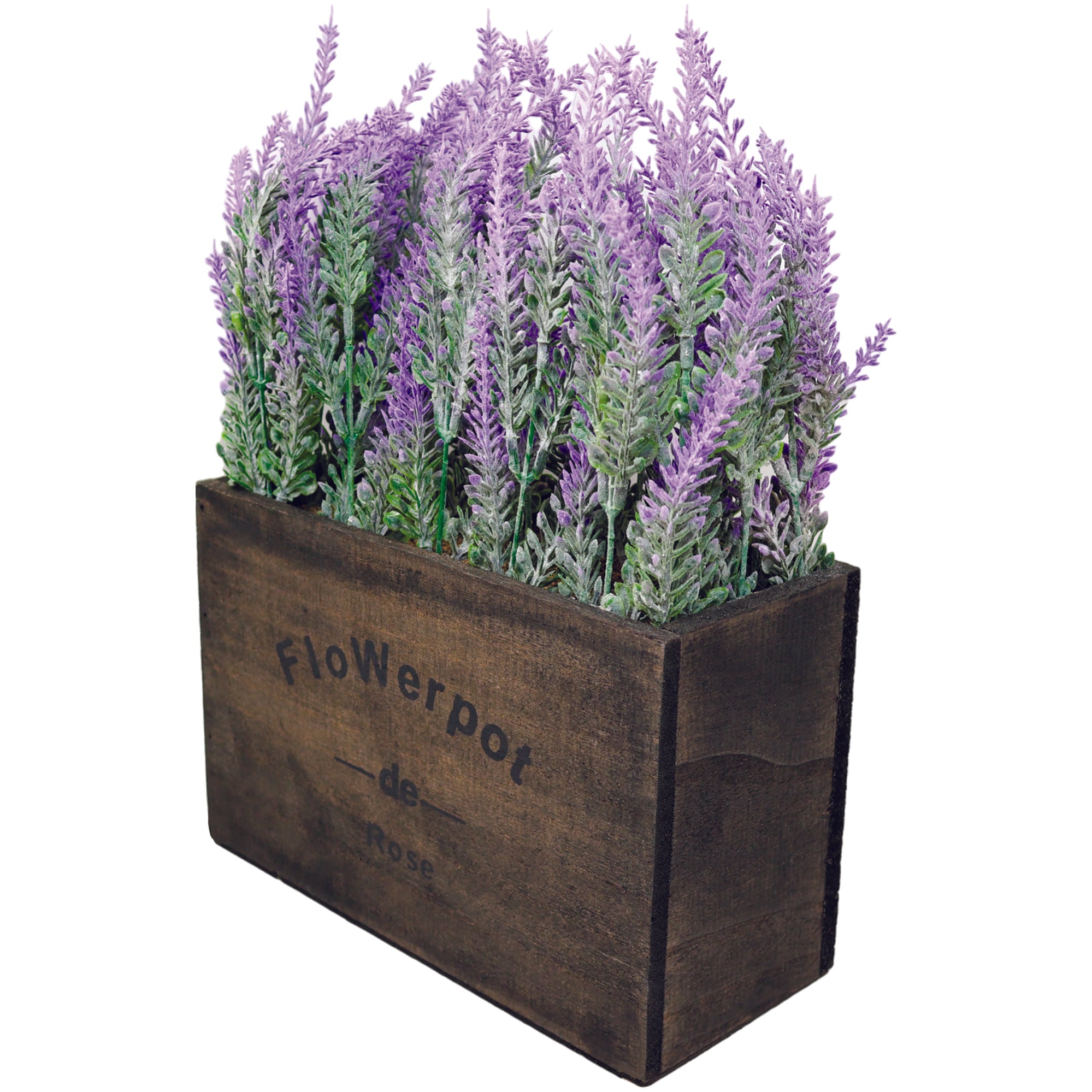 Maceta de Madera con Lavanda Escarchada