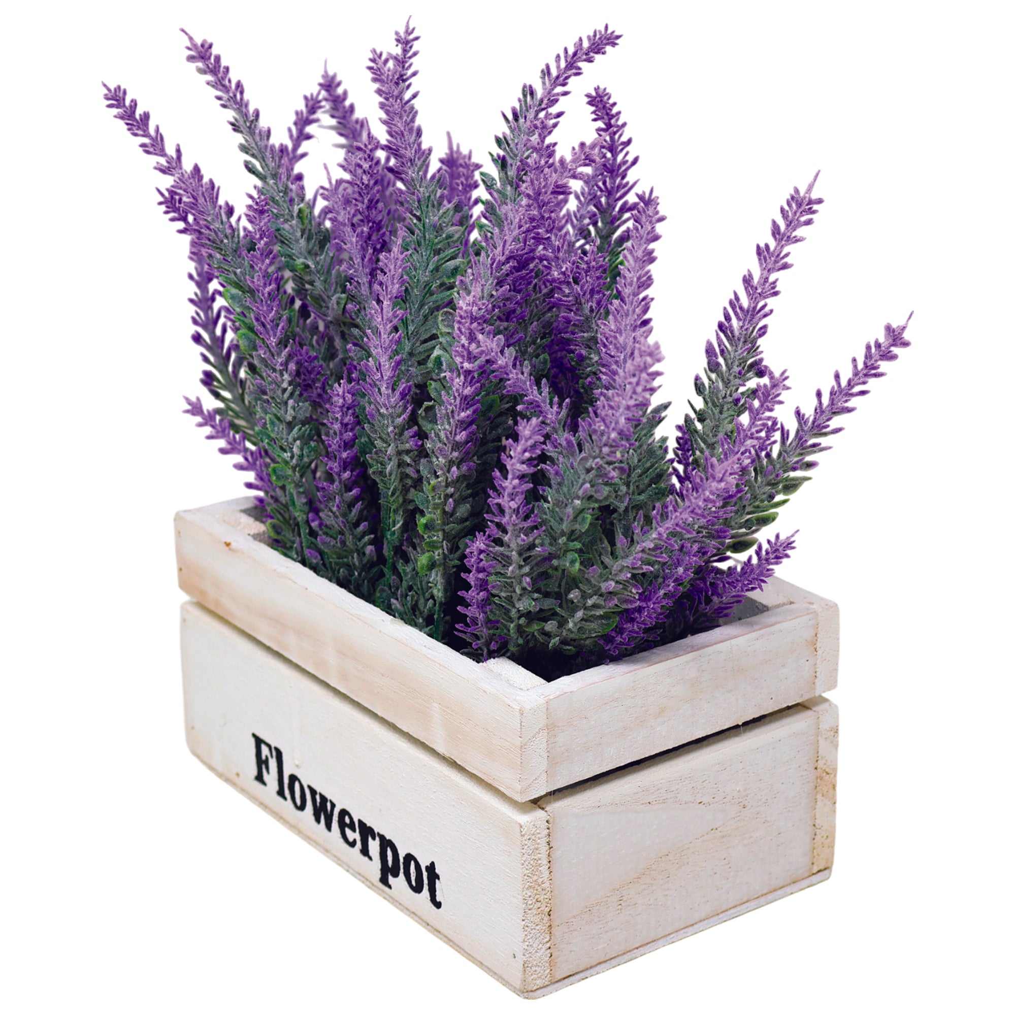 Maceta de Madera con Lavanda Escarchada