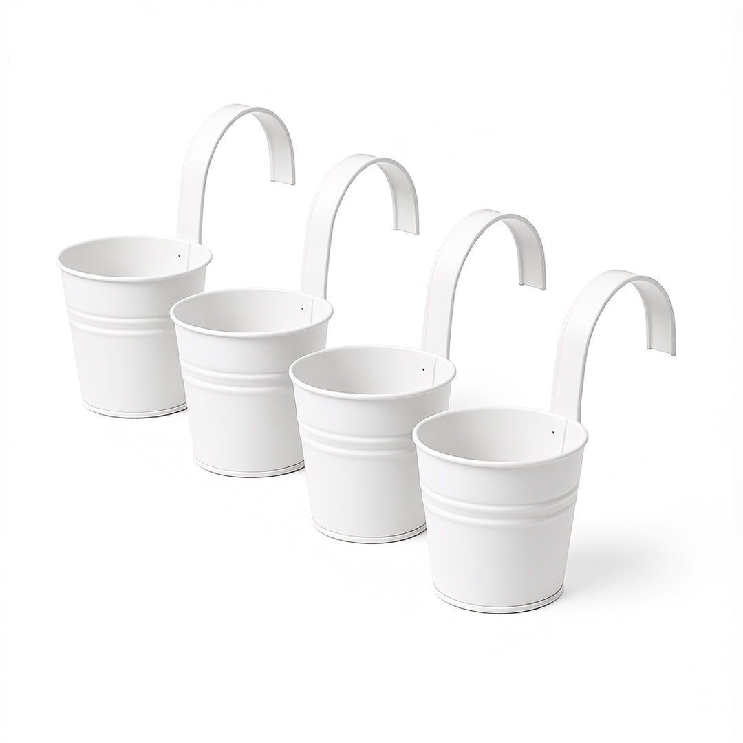 Set de 4 Macetas Colgantes Galvanizadas - Blanca