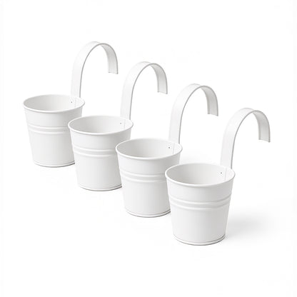 Set de 4 Macetas Colgantes Galvanizadas - Blanca