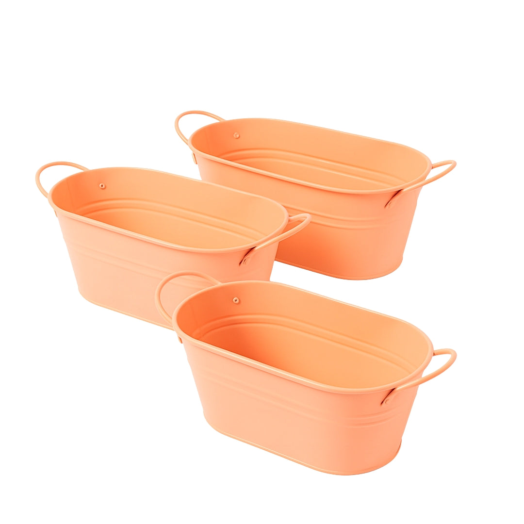 Set de 3 Macetas Ovaladas - Metal Rosa Pastel