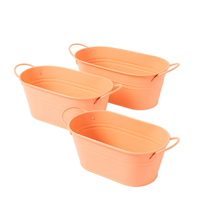 Set de 3 Macetas Ovaladas - Metal Rosa Pastel