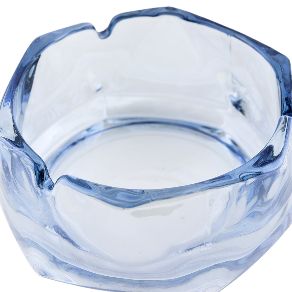 Cenicero de Cristal Tornasol Azul Hexagonal