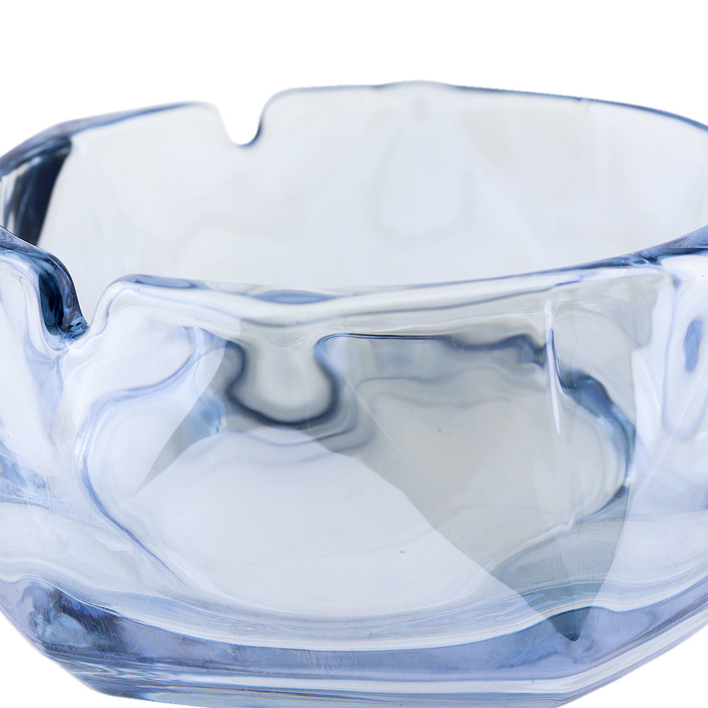 Cenicero de Cristal Tornasol Azul Hexagonal