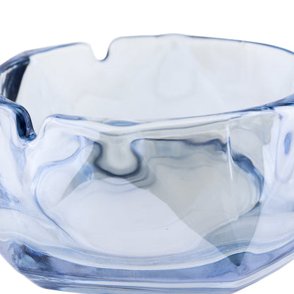 Cenicero de Cristal Tornasol Azul Hexagonal