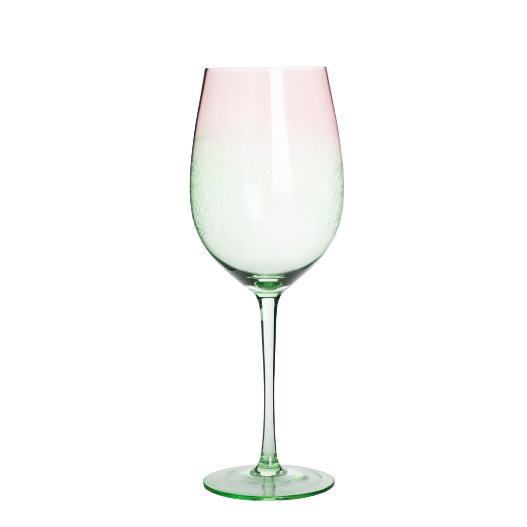 Set de 4 Copas de Vino de Cristal Verde/Rosa - 465 ml
