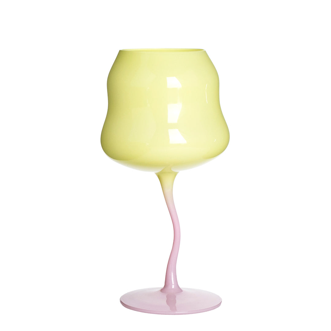 Copa de Vino Amarillo y Rosa