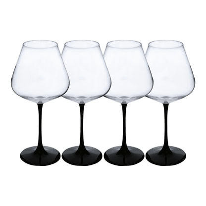 Set de 4 Copas de Cristal Base Negra - 730 ml