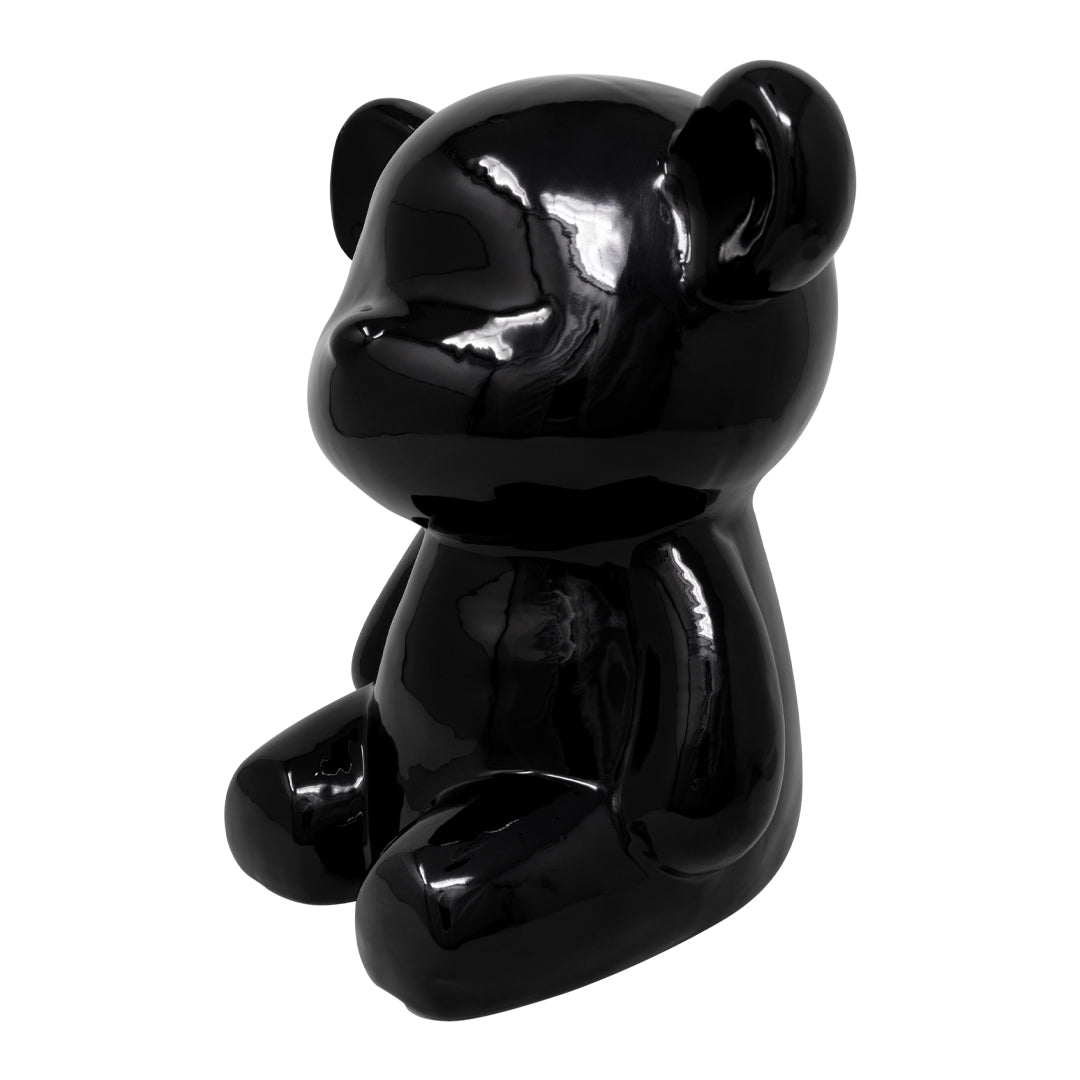 Oso Negro Ónix Brillante - Escultura Decorativa Moderna | 27x25 cm
