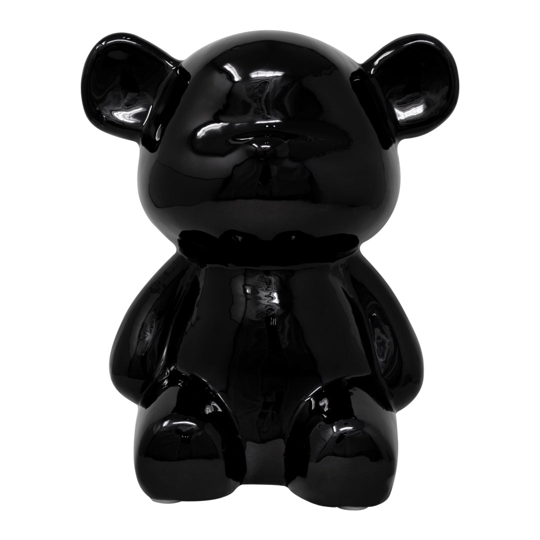 Oso Decorativo Negro Ónix Brillante - 27x25 cm