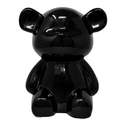 Oso Decorativo Negro Ónix Brillante - 27x25 cm