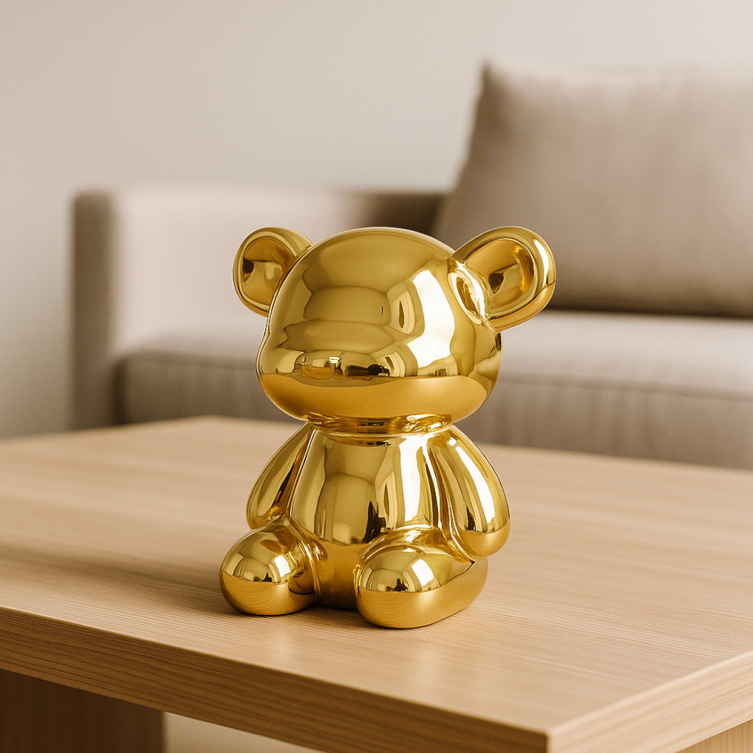 Oso Decorativa Dorado Brillante - 27x25 cm