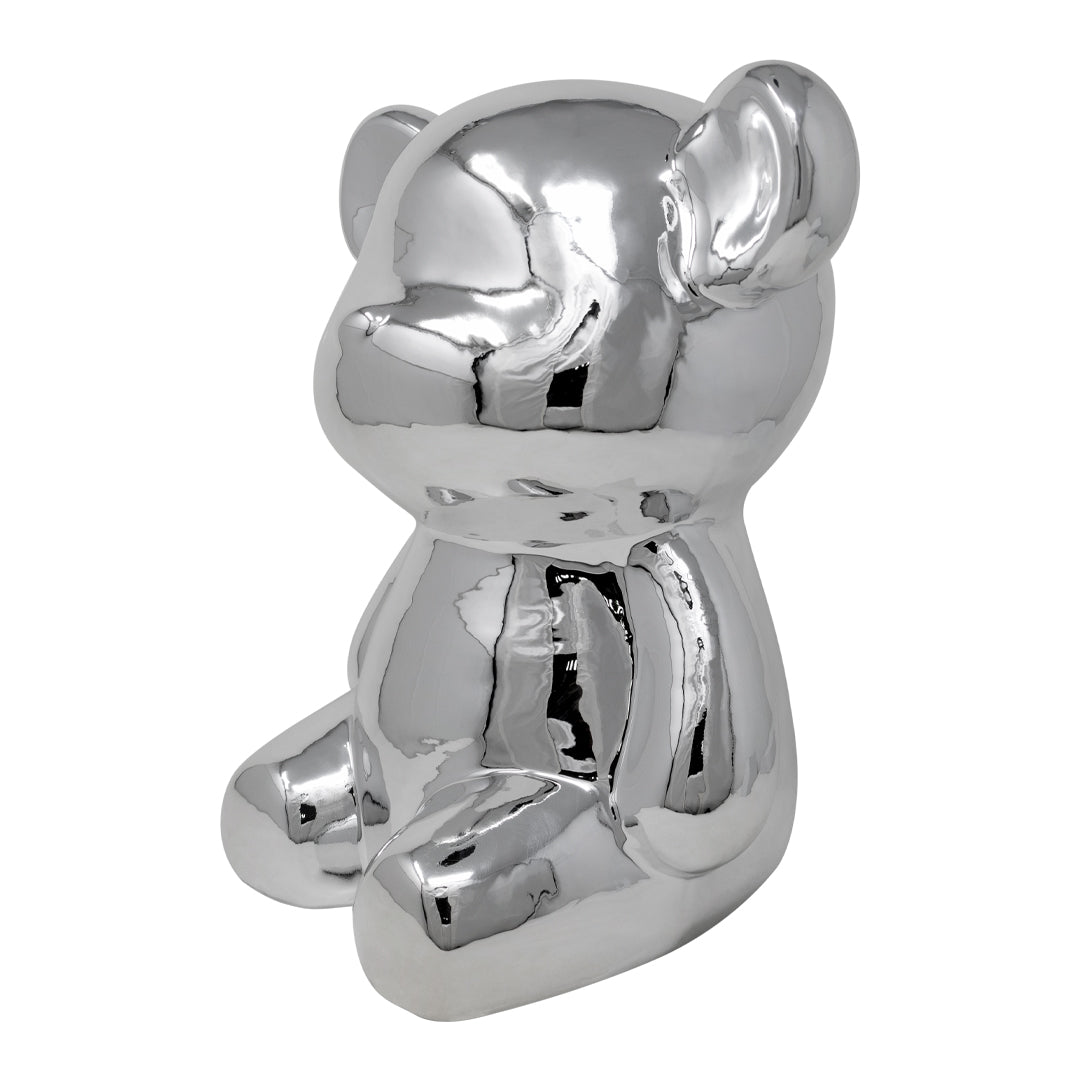 Oso Decorativa Plateado Brillante - 27x25 cm