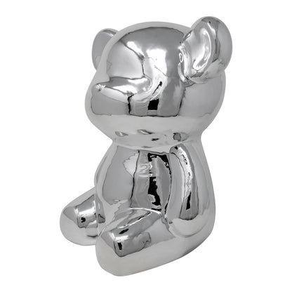 Oso Decorativa Plateado Brillante - 27x25 cm