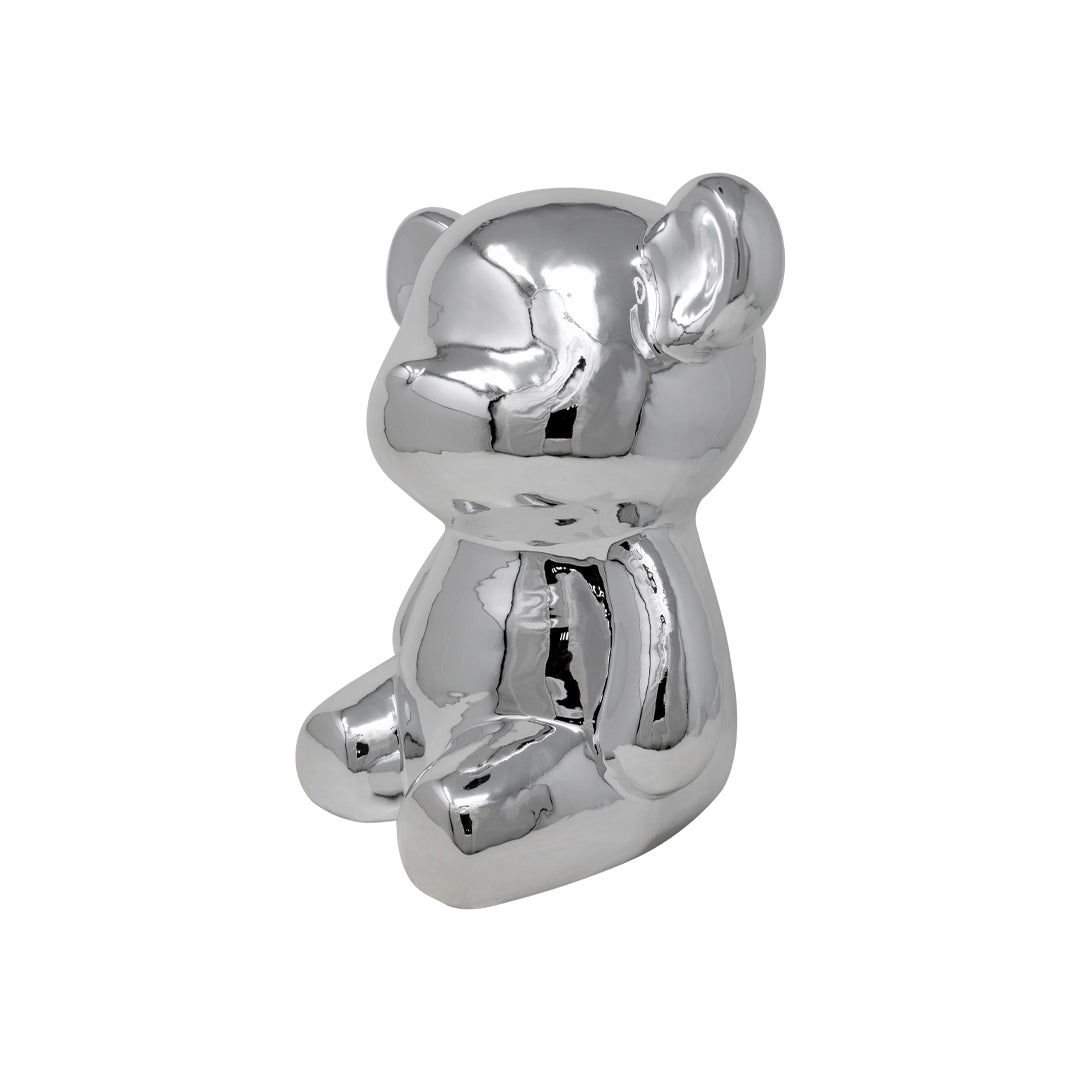 Oso Decorativo Plateado Brillante - 10x8 cm