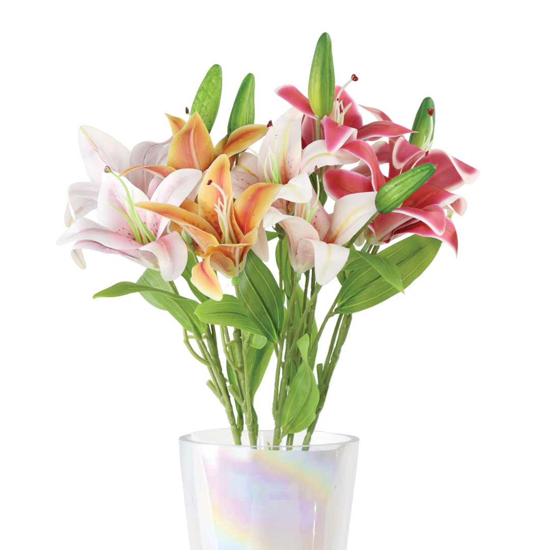 1 Vara de Flor Lirio Color Blanco/Rosa