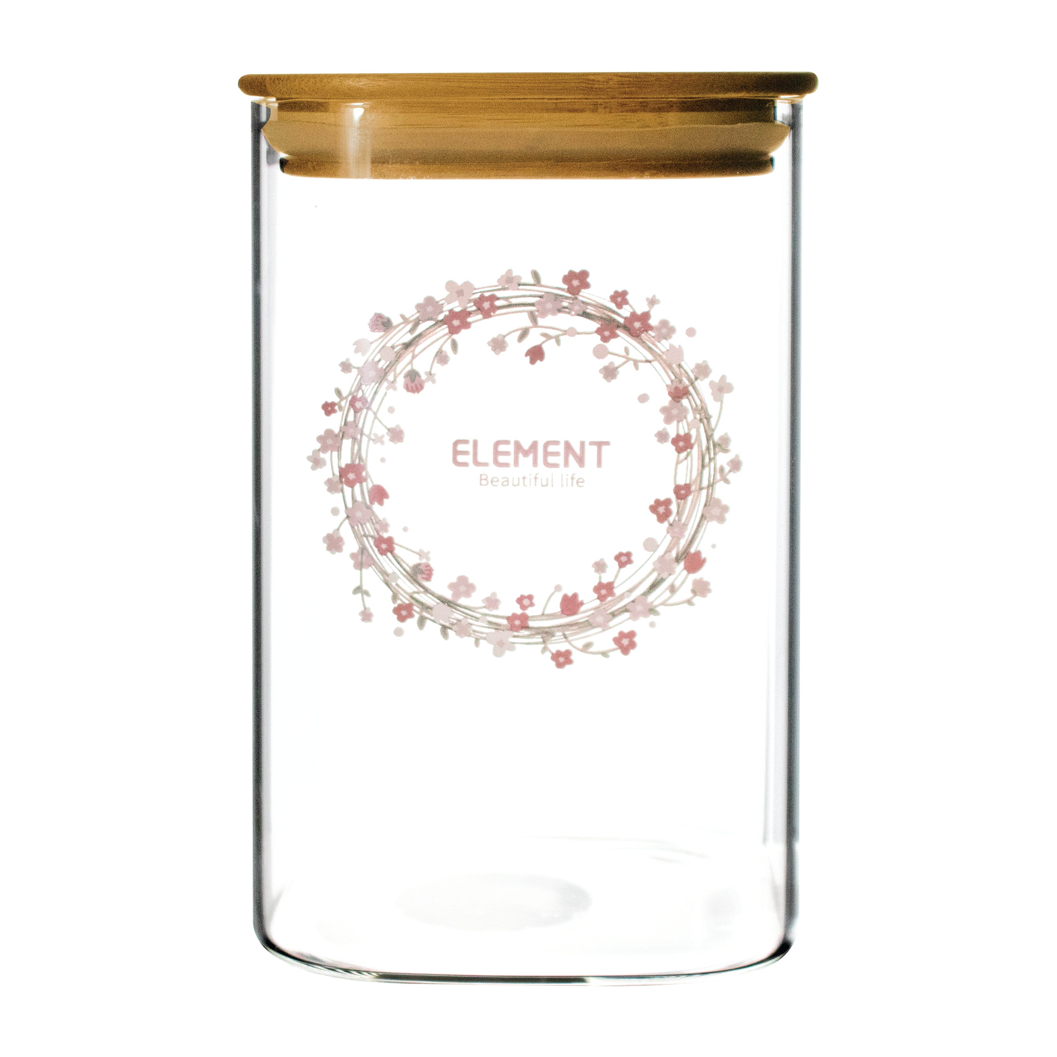 Frasco de Vidrio Transparente con Tapa de Bambú - 1200 ml