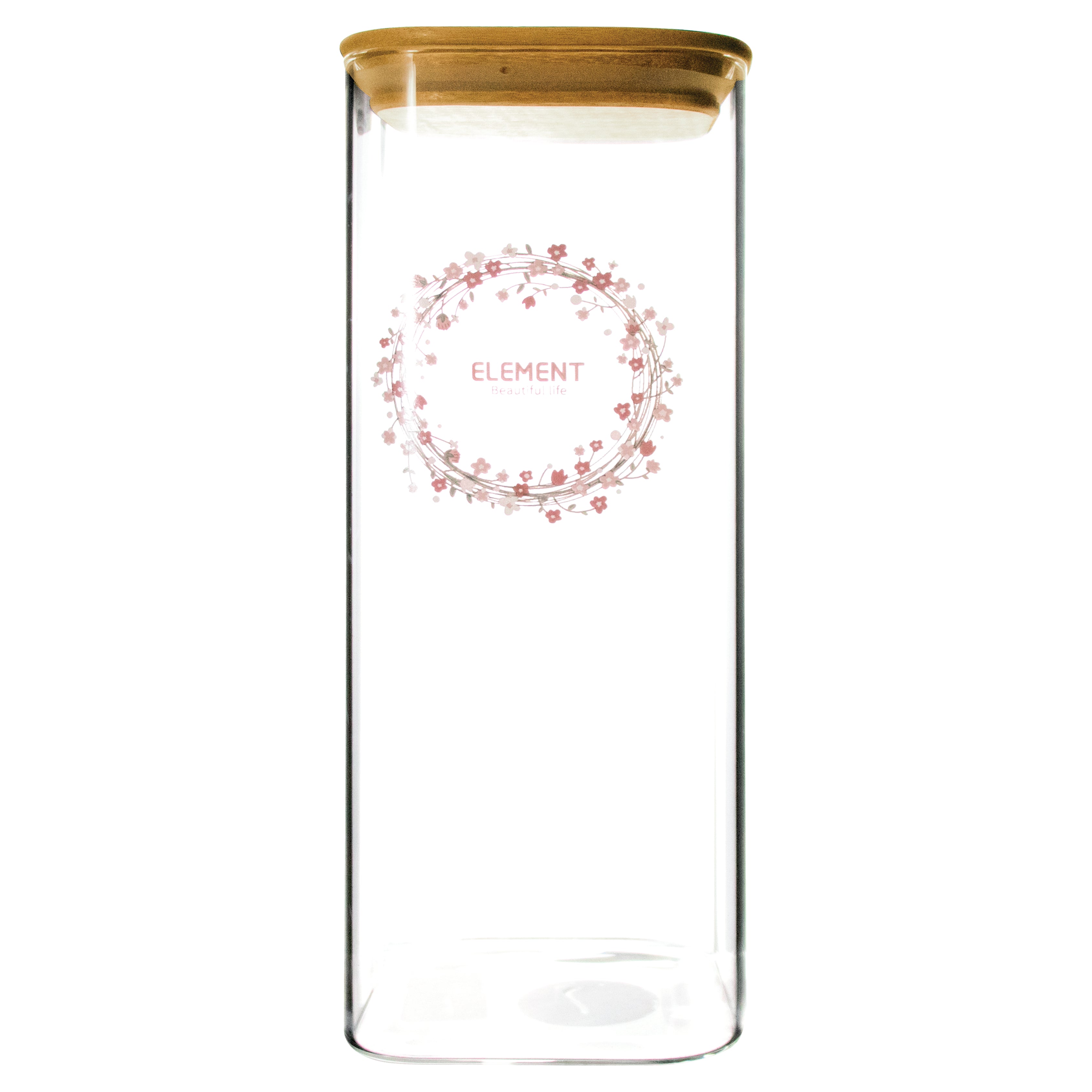 Frasco de Vidrio Transparente con Tapa de Bambú - 2000 ml