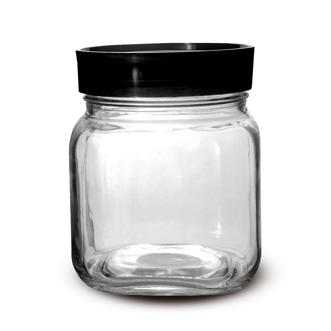 Frasco de Cristal con Tapa Negra - 1200 ml