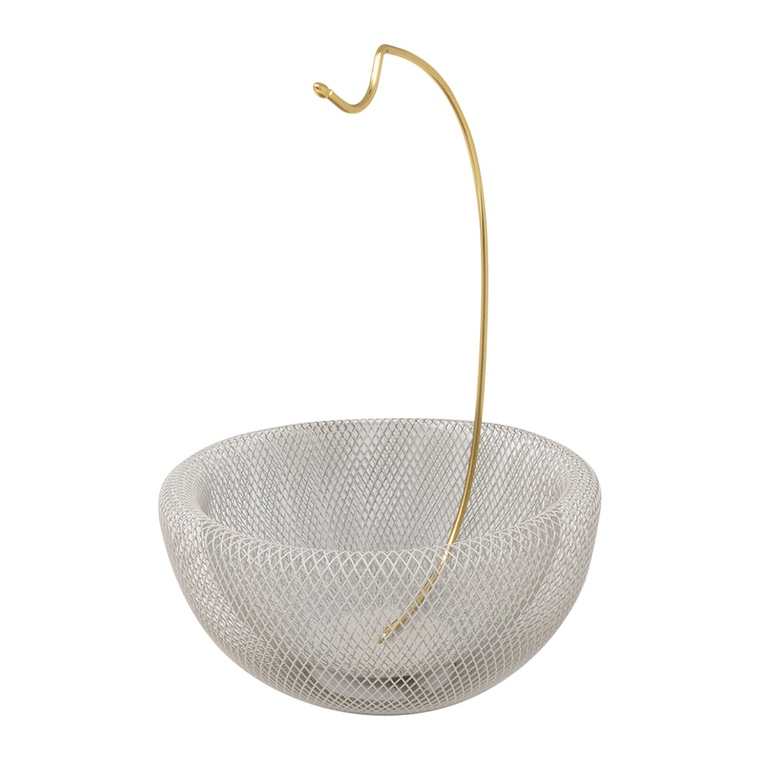 Canasta de Frutas Decorativa Blanca con Gancho para Plátanos