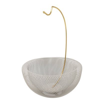 Canasta de Frutas Decorativa Blanca con Gancho para Plátanos
