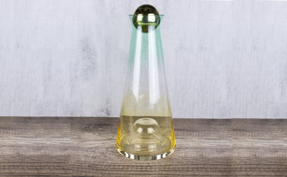 Jarra de Cristal Degradado Ámbar a Menta con Tapón Esférico - 950ml