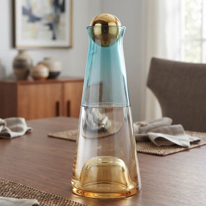 Jarra de Cristal Ámbar a Menta con Tapón Esférico - 950ml