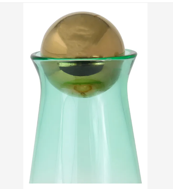 Jarra de Cristal Degradado Ámbar a Menta con Tapón Esférico - 950ml