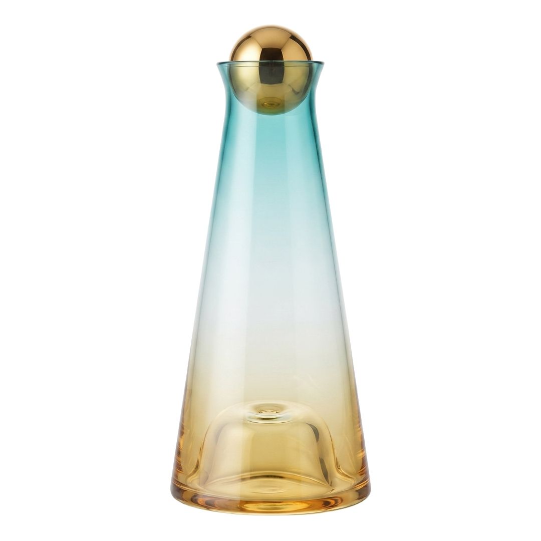 Jarra de Cristal Ámbar a Menta con Tapón Esférico - 950ml