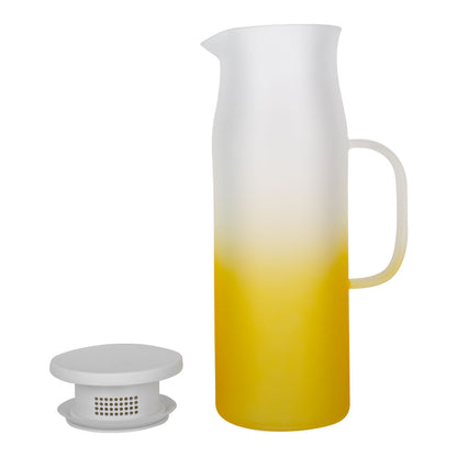 Jarra de Vidrio Amarillo/Blanco - Tapa Filtradora 1000 ml